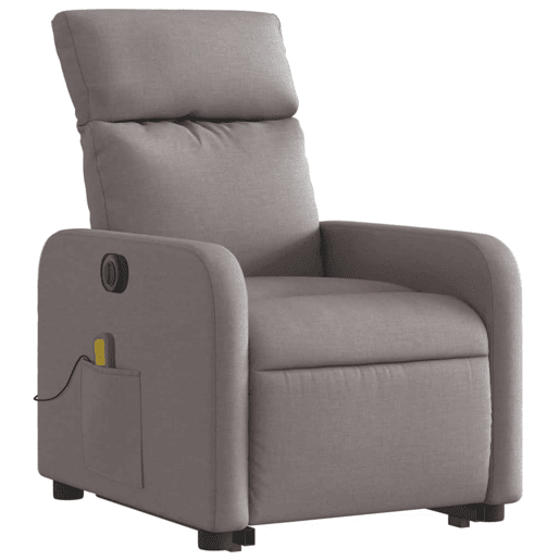 Poltrona elétrica elevatória massagens - Poltrona relax tecido cinza-acastanhado