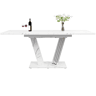 Mesa extensível com tampo em mármore 120-160x80x76 cm - Mesa de cozinha com tampo extensível e pernas em forma de borboleta - Branca