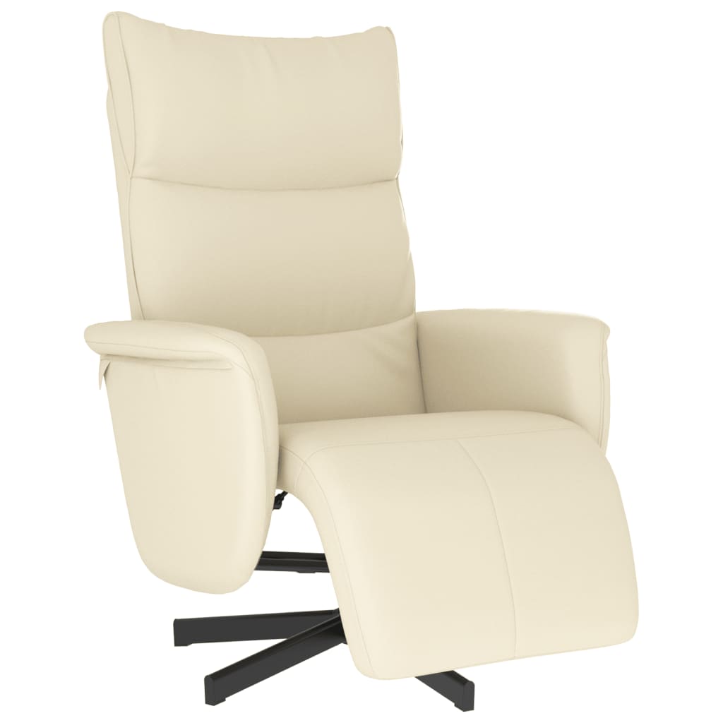 Sillón reclinable - sillón relax con reposapiés cuero sintético color crema