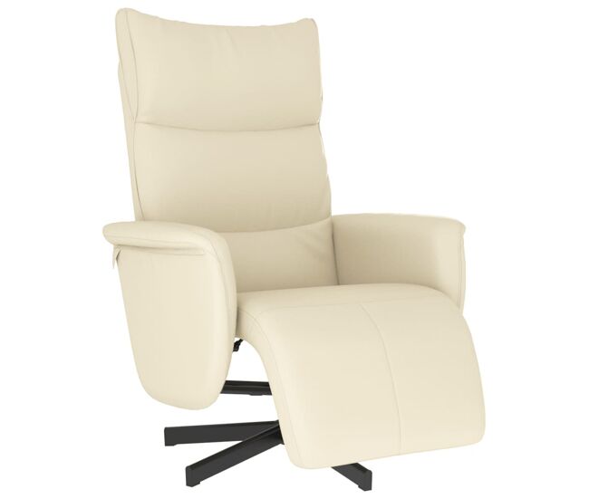 Sillón reclinable - sillón relax con reposapiés cuero sintético color crema
