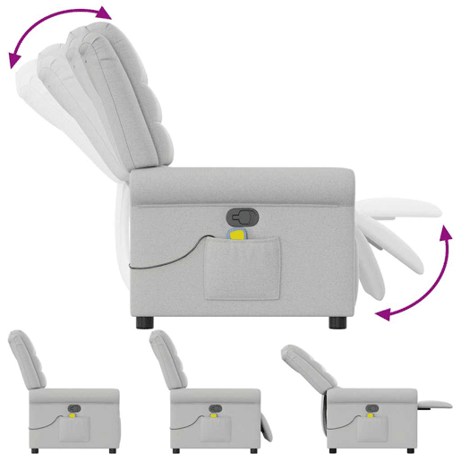 Cadeira de massagem reclinável - Poltrona relax tecido cinzento