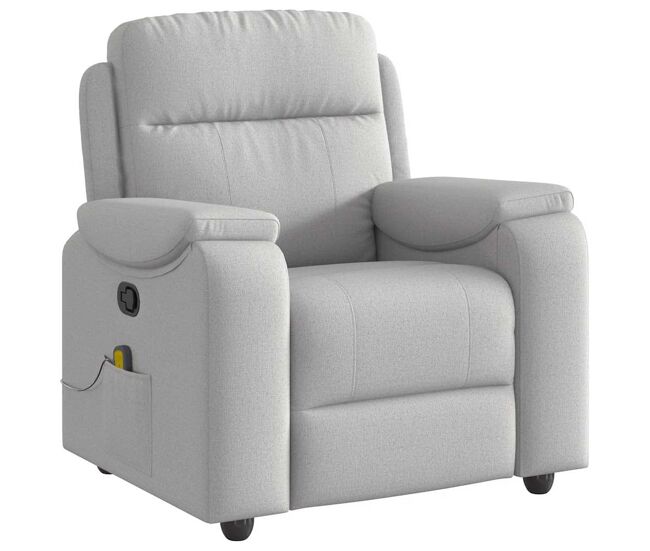 Sillón de masaje reclinable - sillón relax de tela gris nube