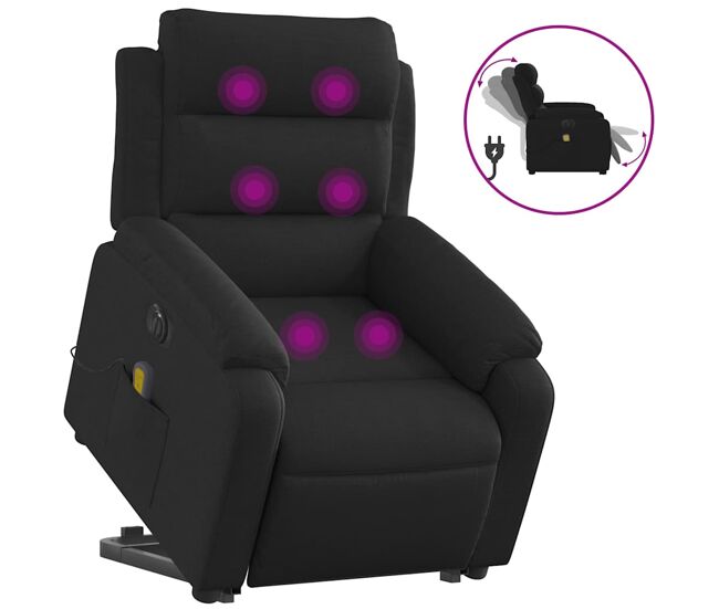 Sillón de masaje eléctrico reclinable - sillón relax elevable tela negro