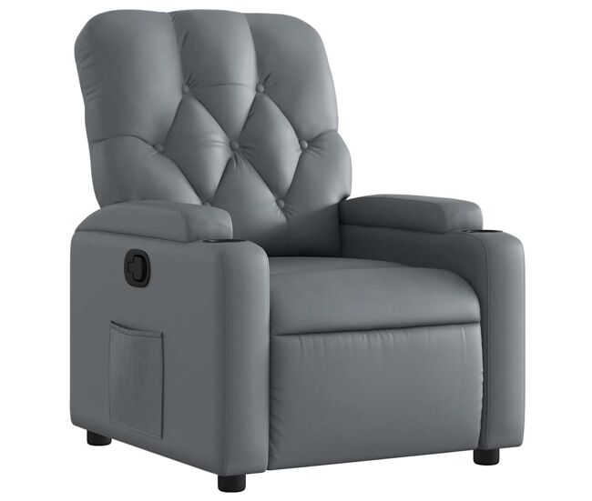 Sillón reclinable - sillón relax de cuero sintético gris