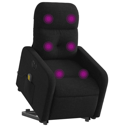 Poltrona elétrica elevatória massagens - Poltrona relax tecido preto Poltrona elétrica elevatória massagens - Poltrona relax tecido preto