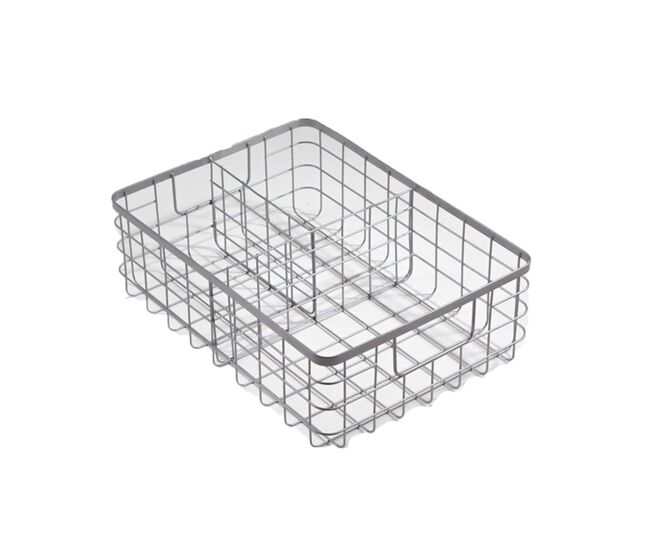 Cesta metálica gris de 3 compartimentos