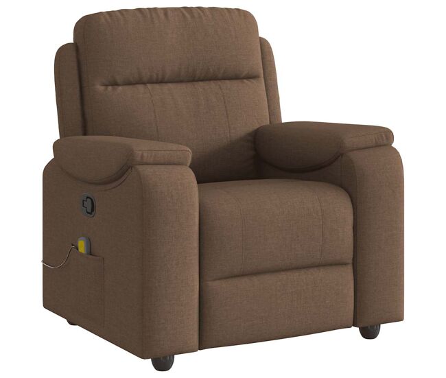 Sillón reclinable - sillón relax con masaje de tela marrón