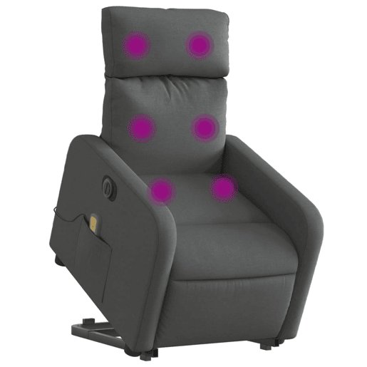 Poltrona elétrica elevatória massagens - Poltrona relax tecido cinzento-escuro