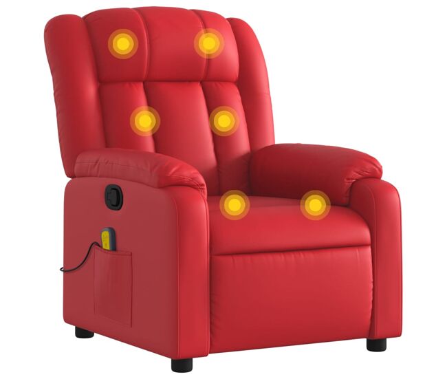 Sillón de masaje reclinable - sillón relax cuero sintético rojo