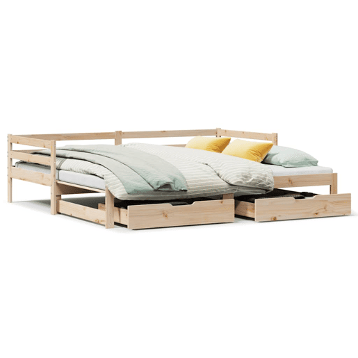 Sofá-cama, Sofá conversível com gavetas 90x200 cm madeira de pinho maciça