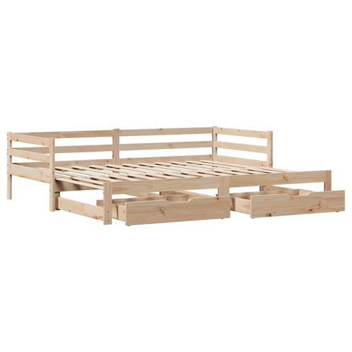 Sofá-cama, Sofá conversível com gavetas 90x200 cm madeira de pinho maciça