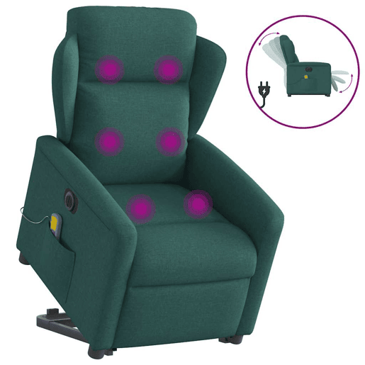 Poltrona elétrica massagens - Poltrona relax tecido verde-escuro