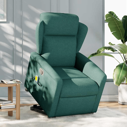 Poltrona elétrica massagens - Poltrona relax tecido verde-escuro