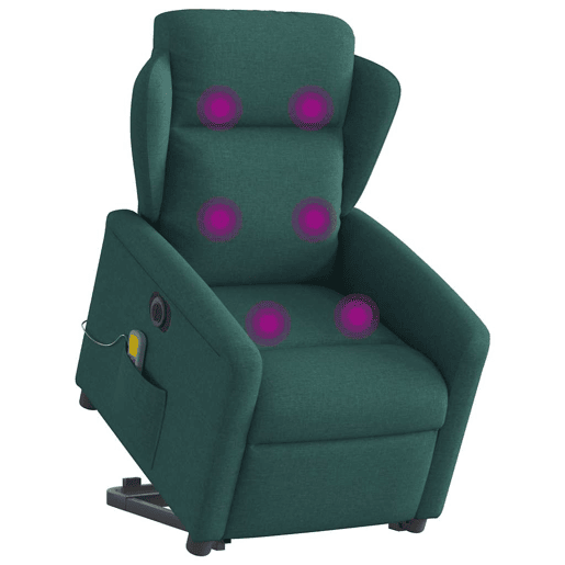 Poltrona elétrica massagens - Poltrona relax tecido verde-escuro