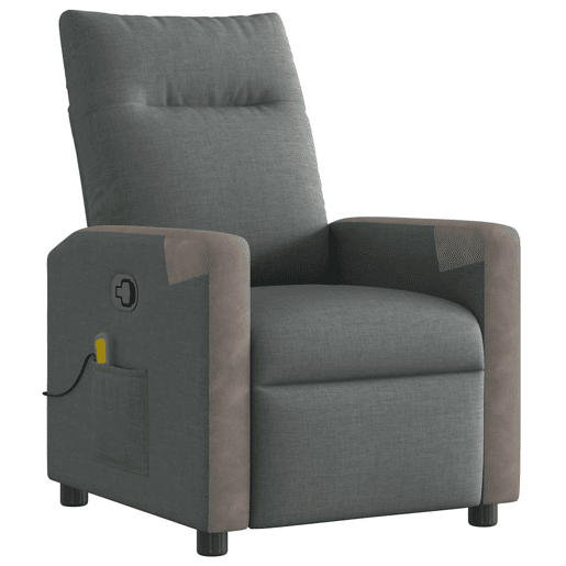 Poltrona de massagens reclinável - Poltrona relax tecido cinzento-escuro Poltrona de massagens reclinável - Poltrona relax tecido cinzento-escuro
