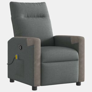 Poltrona de massagens reclinável - Poltrona relax tecido cinzento-escuro