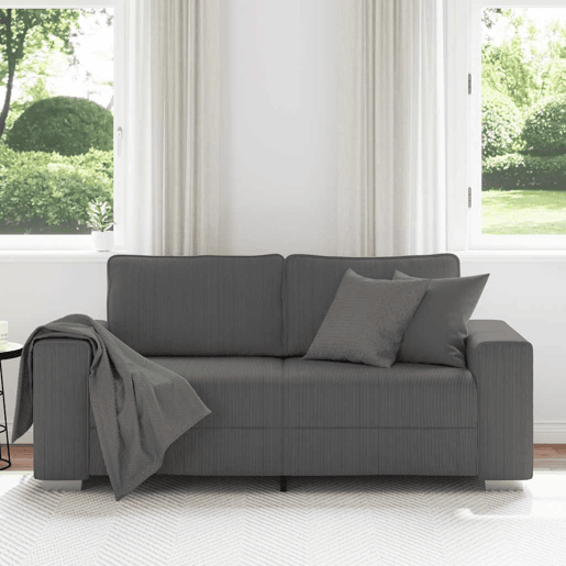 Sofá-luvas, Sofá fixo 140 cm tecido corduroy cinzento-escuro