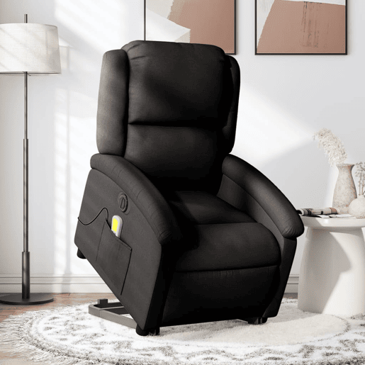 Poltrona elétrica elevatória massagens - Poltrona relax tecido preto