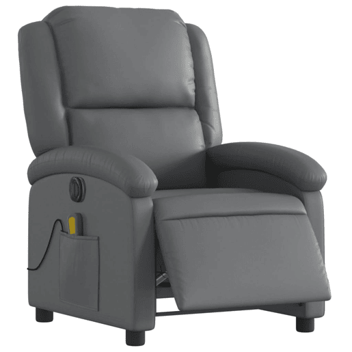 Poltrona massagens reclinável - Poltrona relax elétrica couro artif. cinzento