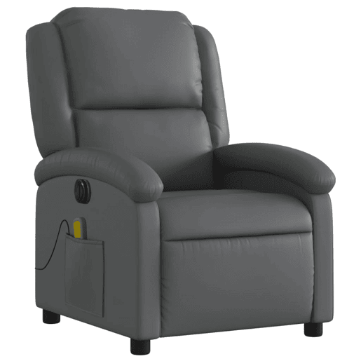 Poltrona massagens reclinável - Poltrona relax elétrica couro artif. cinzento