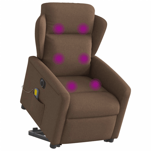 Poltrona elétrica elevatória massagens - Poltrona relax tecido castanho
