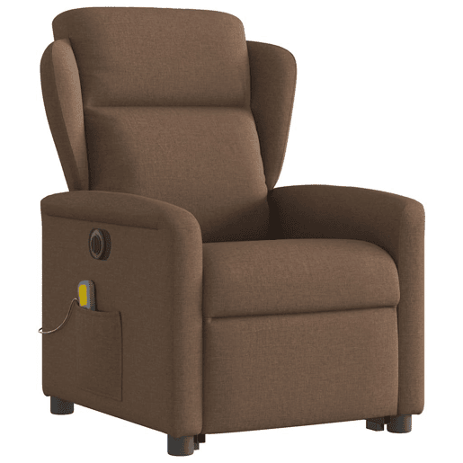 Poltrona elétrica elevatória massagens - Poltrona relax tecido castanho