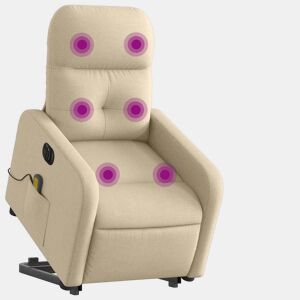 Poltrona elétrica elevatória massagens - Poltrona relax tecido creme