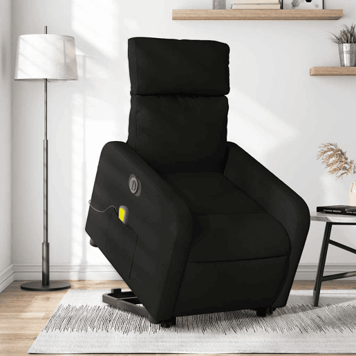 Poltrona elétrica elevatória massagens - Poltrona relax tecido preto