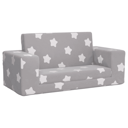 Sofá-cama infantil, Sofá para criança 2 lugares c estrelas pelúcia cinzento-claro