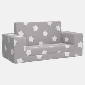 Sofá-cama infantil, Sofá para criança 2 lugares c estrelas pelúcia cinzento-claro