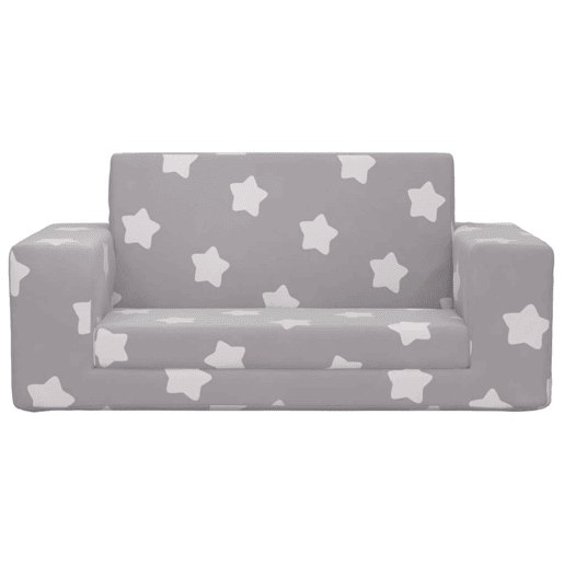 Sofá-cama infantil, Sofá para criança 2 lugares c estrelas pelúcia cinzento-claro