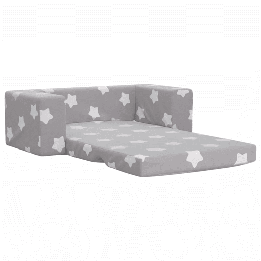 Sofá-cama infantil, Sofá para criança 2 lugares c estrelas pelúcia cinzento-claro
