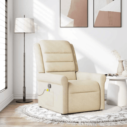 Poltrona de massagens reclinável - Poltrona relax tecido cor creme