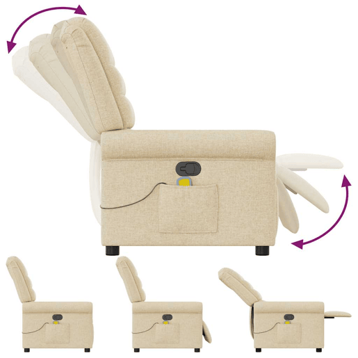 Poltrona de massagens reclinável - Poltrona relax tecido cor creme