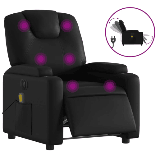 Poltrona massagens reclinável - Poltrona relax elétrica couro artificial preto