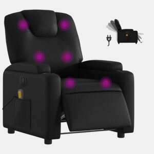 Poltrona massagens reclinável - Poltrona relax elétrica couro artificial preto