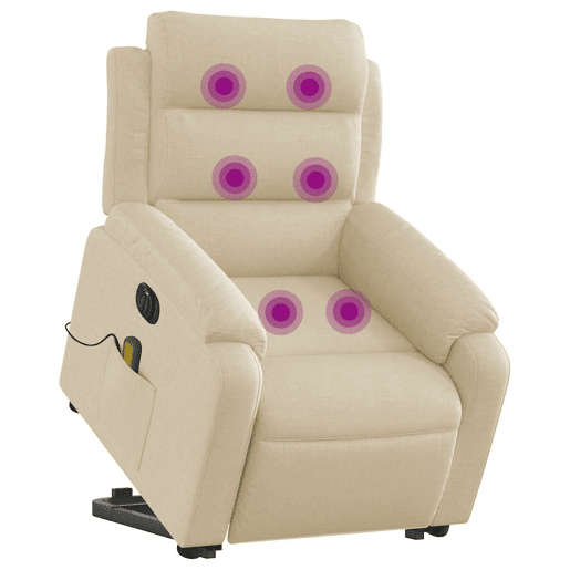 Poltrona elétrica elevatória massagens - Poltrona relax tecido creme