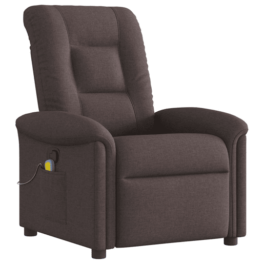 Poltrona de massagens reclinável - Poltrona relax tecido castanho-escuro Poltrona de massagens reclinável - Poltrona relax tecido castanho-escuro