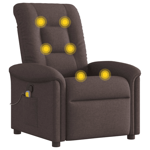Poltrona de massagens reclinável - Poltrona relax tecido castanho-escuro Poltrona de massagens reclinável - Poltrona relax tecido castanho-escuro