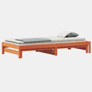 Sofá-cama, Sofá conversível com gavetão 90x200 cm madeira de pinho castanho cera