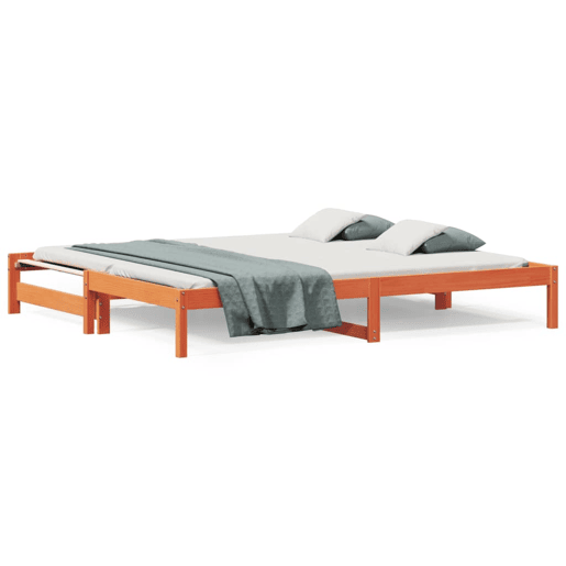 Sofá-cama, Sofá conversível com gavetão 90x200 cm madeira de pinho castanho cera