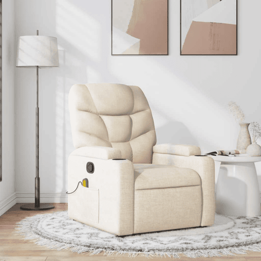 Poltrona de massagens reclinável - Poltrona relax tecido cor creme