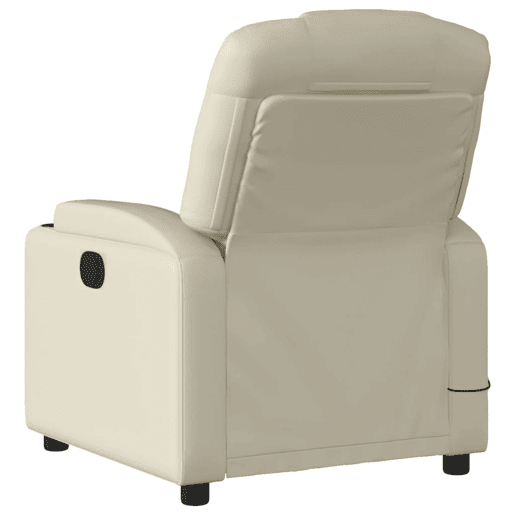 Poltrona massagens reclinável - Poltrona relax elétrica couro artificial creme
