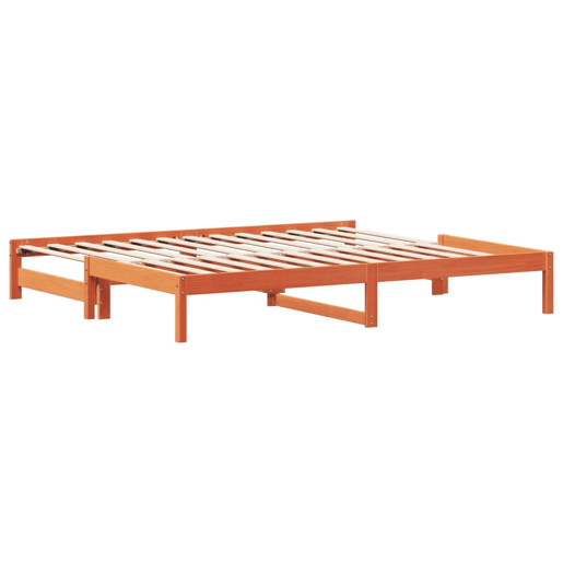 Sofá-cama, Sofá conversível com gavetão 80x200 cm madeira de pinho castanho cera