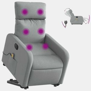 Poltrona elétrica reclinável massagens - Poltrona relax tecido cinzento-claro