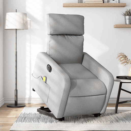 Poltrona elétrica reclinável massagens - Poltrona relax tecido cinzento-claro