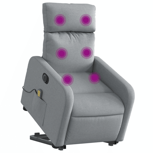 Poltrona elétrica reclinável massagens - Poltrona relax tecido cinzento-claro