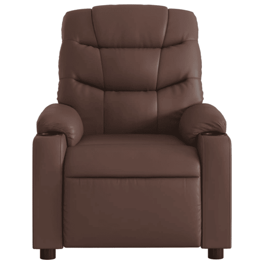 Poltrona reclinável - Poltrona relax couro artificial castanho