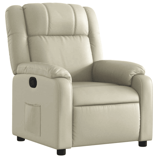 Poltrona reclinável - Poltrona relax couro artificial cor creme Poltrona reclinável - Poltrona relax couro artificial cor creme
