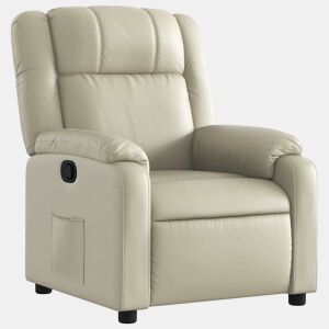 Poltrona reclinável - Poltrona relax couro artificial cor creme